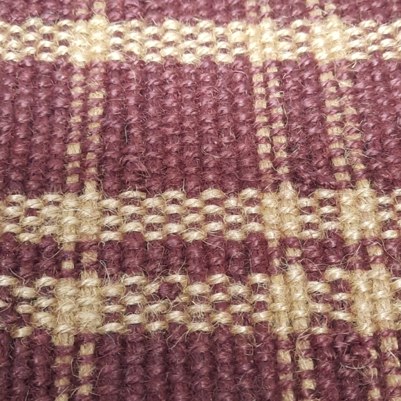 Set 5 Placemats Tablemat Woven Jute Burgundy Wine Tan 12" x 18" - Picture 3 of 5